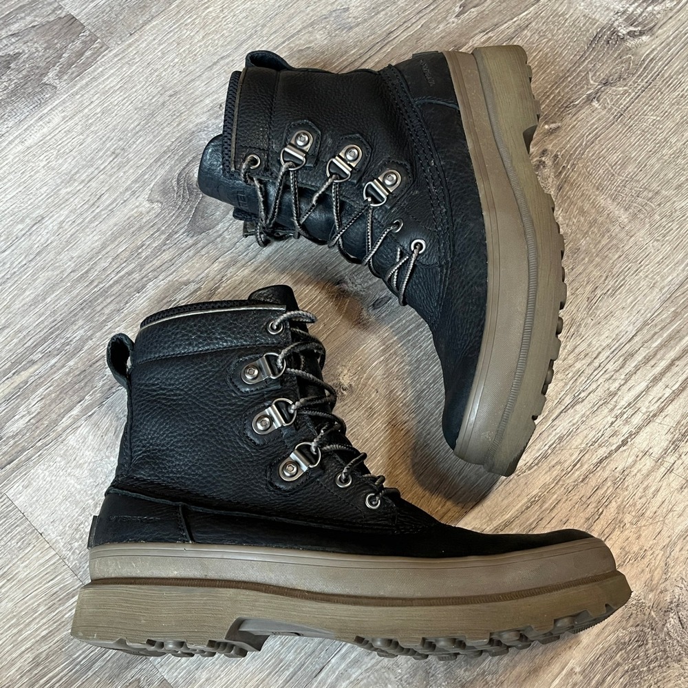 Sorel Caribou Street Waterproof Leather Boots Mens 10 Black NM3911-010